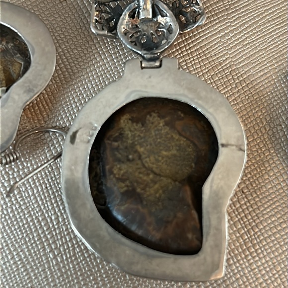 Artisan Snail ammonite pendant, and earrings, sterling silver set. - Picture 3 of 4